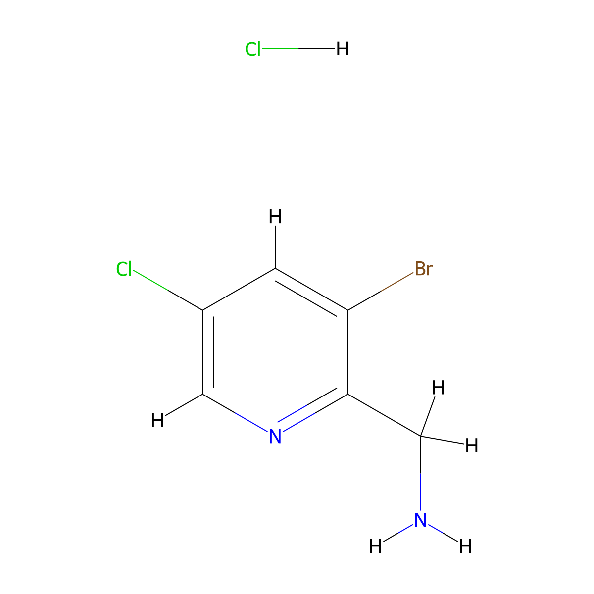 2-(Aminomethyl)-3-bromo-5-chloropyridine hydrochloride molecular structure, CAS 1257535-43-5