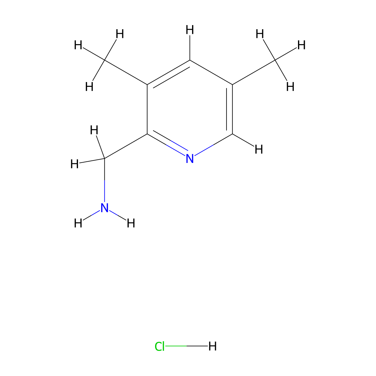 (3,5-Dimethylpyridin-2-YL)methanamine hydrochloride molecular structure, CAS 1257535-52-6