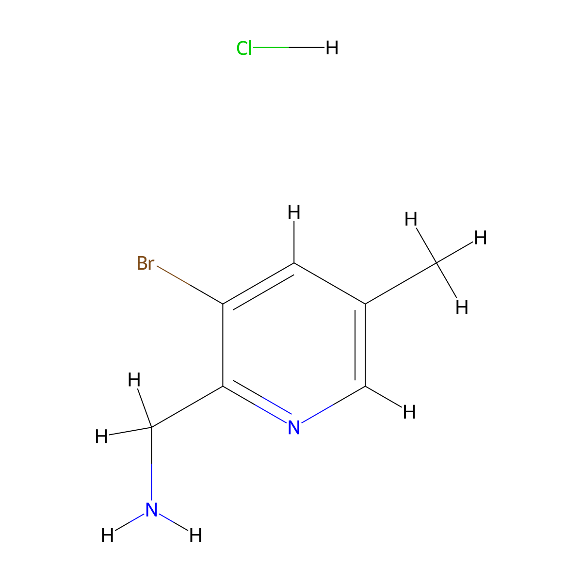 (3-Bromo-5-methylpyridin-2-YL)methanamine hydrochloride molecular structure, CAS 1257535-62-8