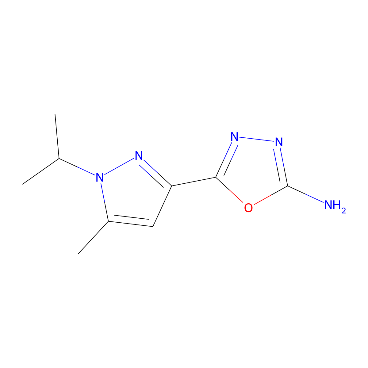 5-(1-isopropyl-5-methyl-1H-pyrazol-3-yl)-1,3,4-oxadiazol-2-amine molecular structure, CAS 1257535-65-1