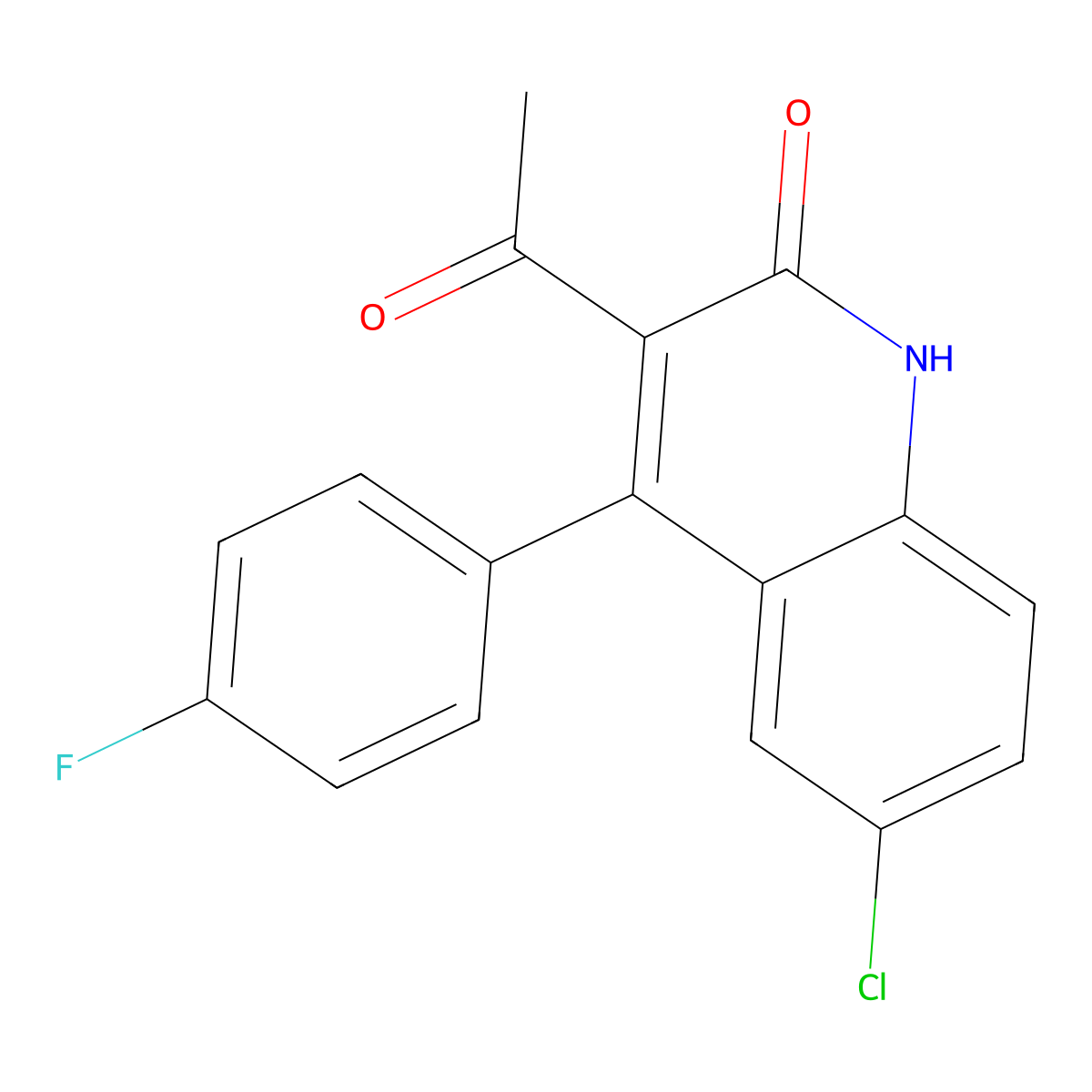 3-acetyl-6-chloro-4-(4-fluorophenyl)quinolin-2(1H)-one molecular structure, CAS 1257535-67-3
