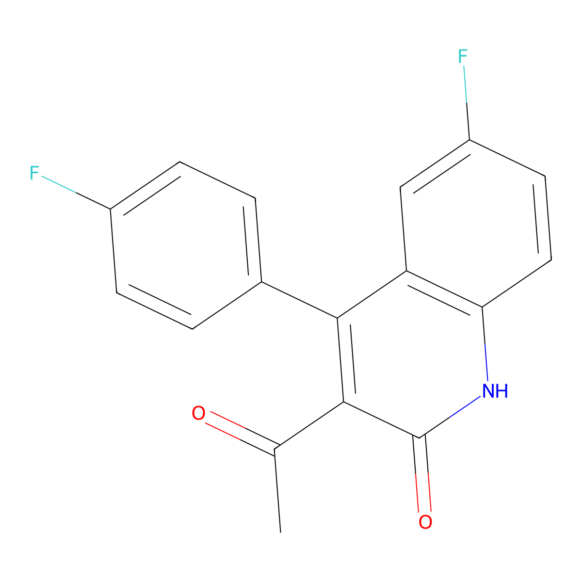 3-acetyl-6-fluoro-4-(4-fluorophenyl)quinolin-2(1H)-one molecular structure, CAS 1257535-68-4