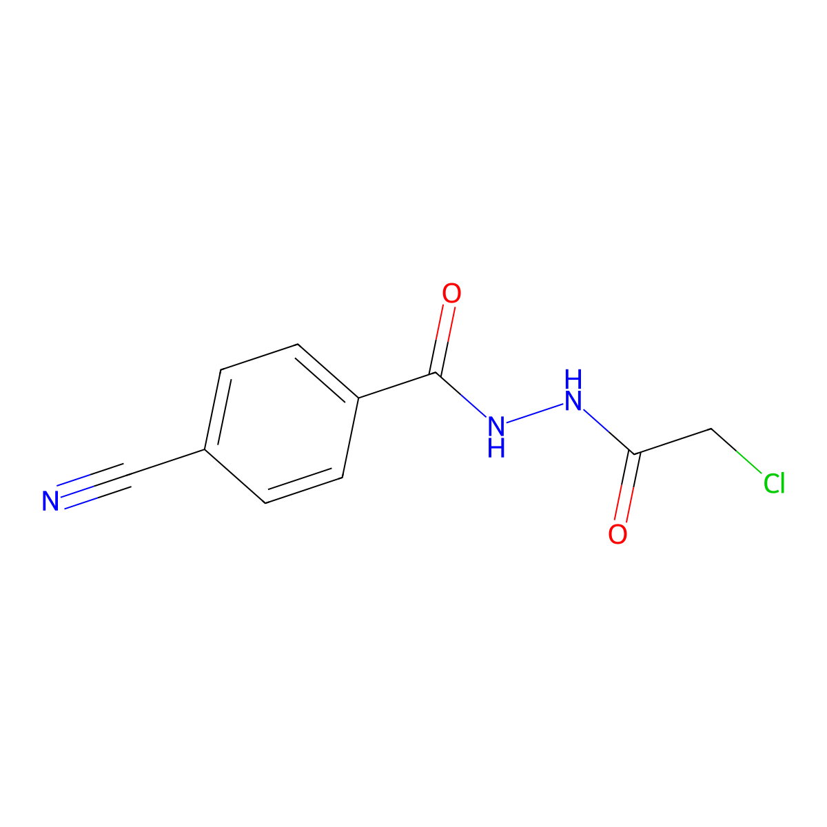 N'-(2-chloroacetyl)-4-cyanobenzohydrazide molecular structure, CAS 1257543-29-5