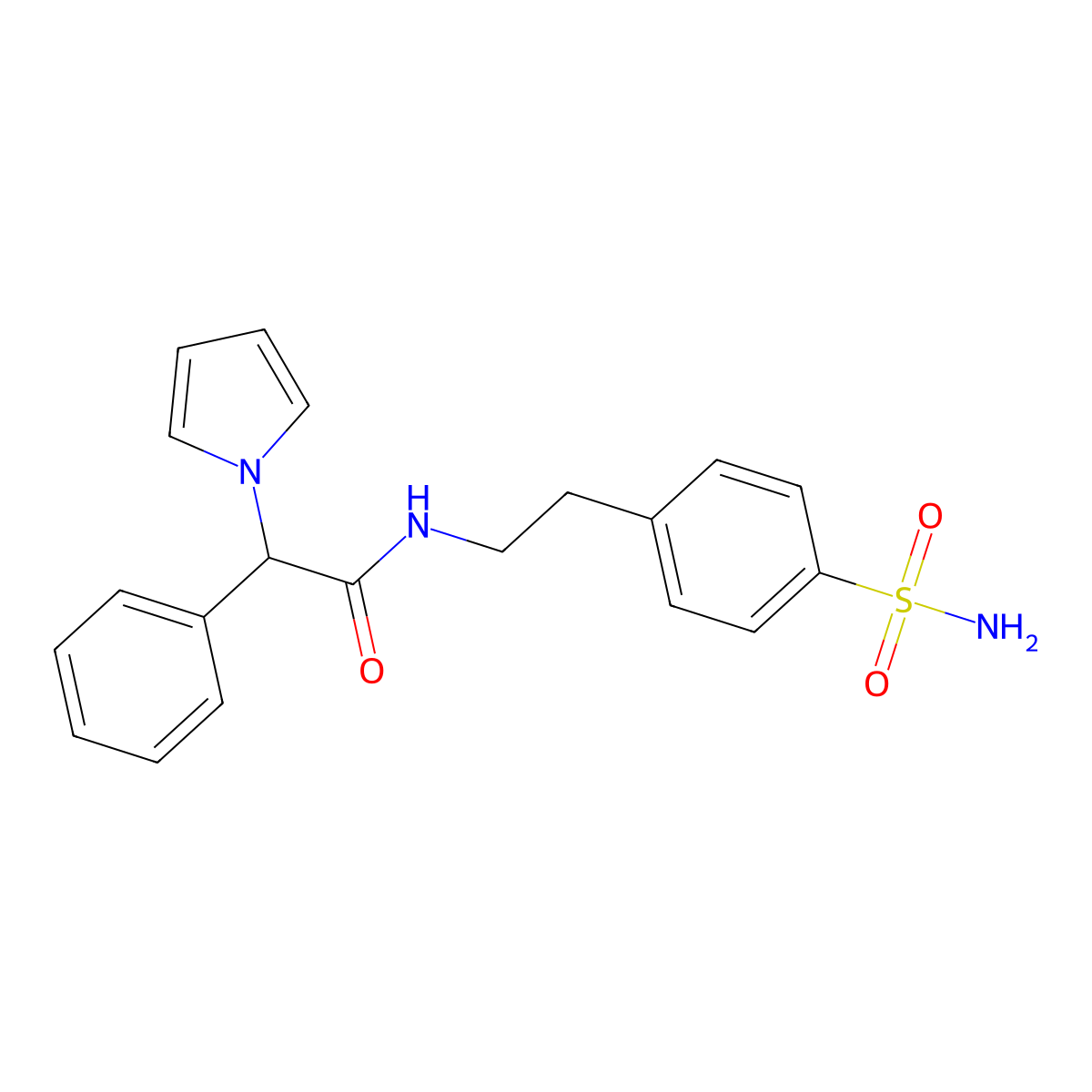 2-phenyl-2-(1H-pyrrol-1-yl)-N-(4-sulfamoylphenethyl)acetamide molecular structure, CAS 1257546-02-3