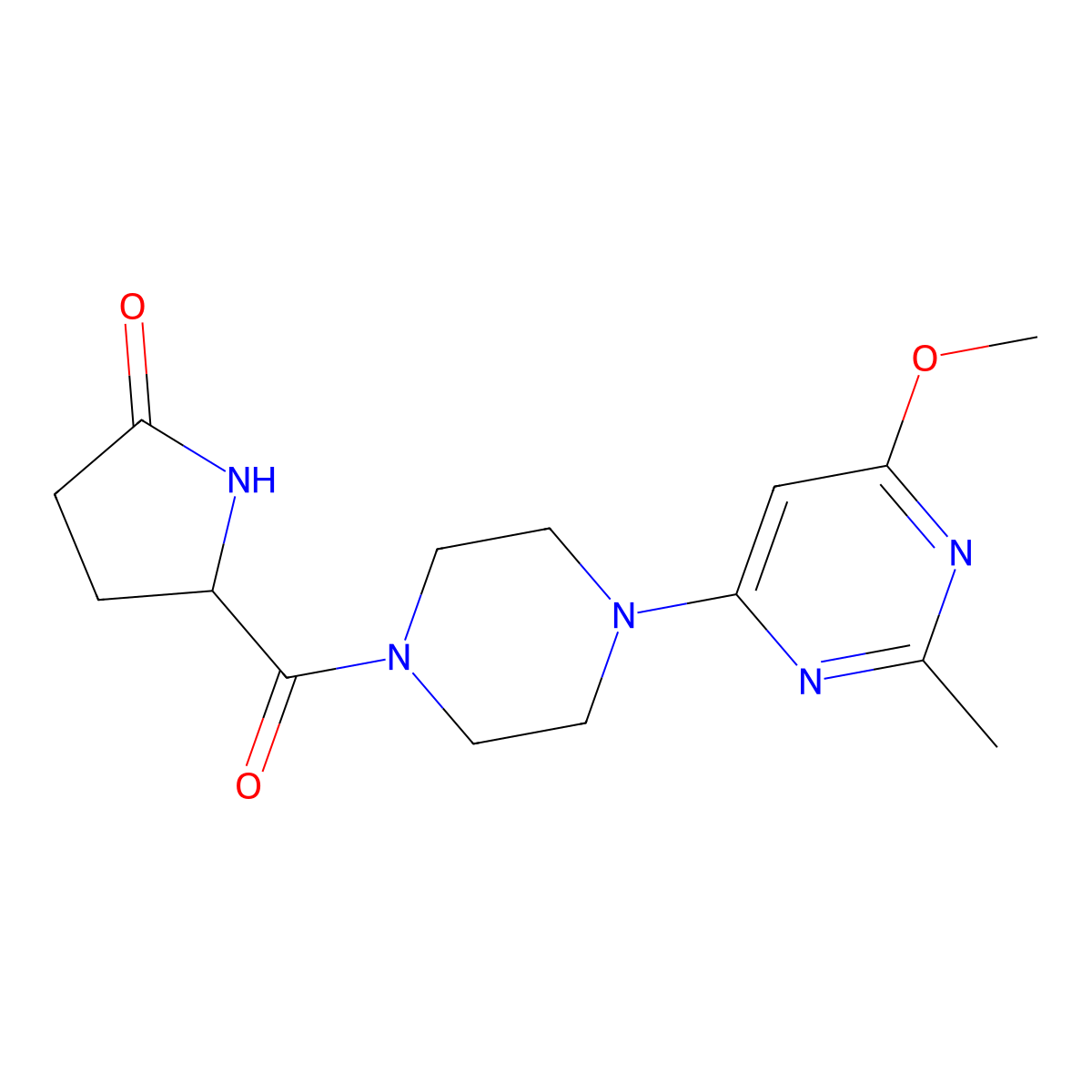 5-[4-(6-Methoxy-2-methylpyrimidin-4-yl)piperazine-1-carbonyl]pyrrolidin-2-one molecular structure, CAS 1257546-32-9