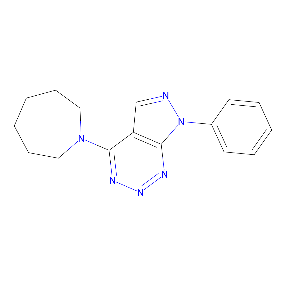 4-(azepan-1-yl)-7-phenyl-7H-pyrazolo[3,4-d][1,2,3]triazine molecular structure, CAS 1257546-35-2