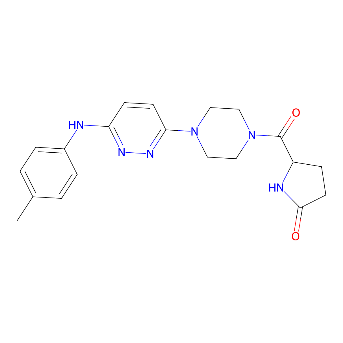 5-(4-(6-(p-Tolylamino)pyridazin-3-yl)piperazine-1-carbonyl)pyrrolidin-2-one molecular structure, CAS 1257546-36-3