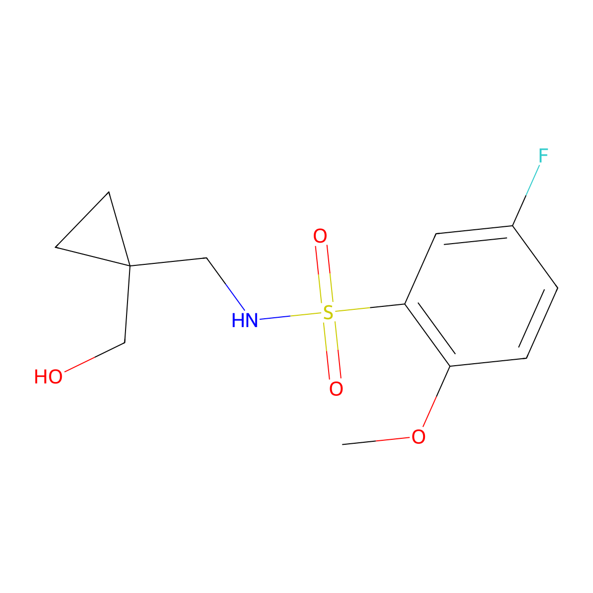 5-fluoro-N-((1-(hydroxymethyl)cyclopropyl)methyl)-2-methoxybenzenesulfonamide molecular structure, CAS 1257546-43-2