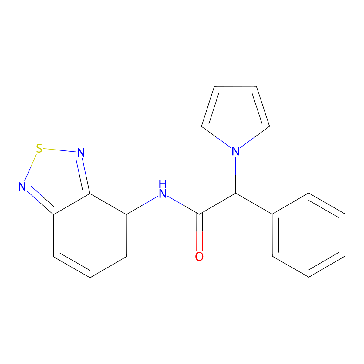 N-(benzo[c][1,2,5]thiadiazol-4-yl)-2-phenyl-2-(1H-pyrrol-1-yl)acetamide molecular structure, CAS 1257546-44-3