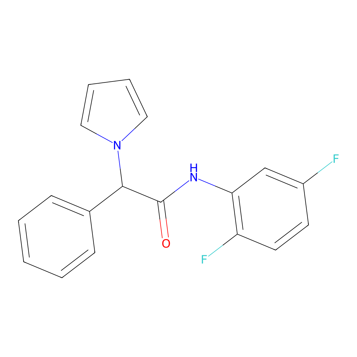 N-(2,5-difluorophenyl)-2-phenyl-2-(1H-pyrrol-1-yl)acetamide molecular structure, CAS 1257546-49-8