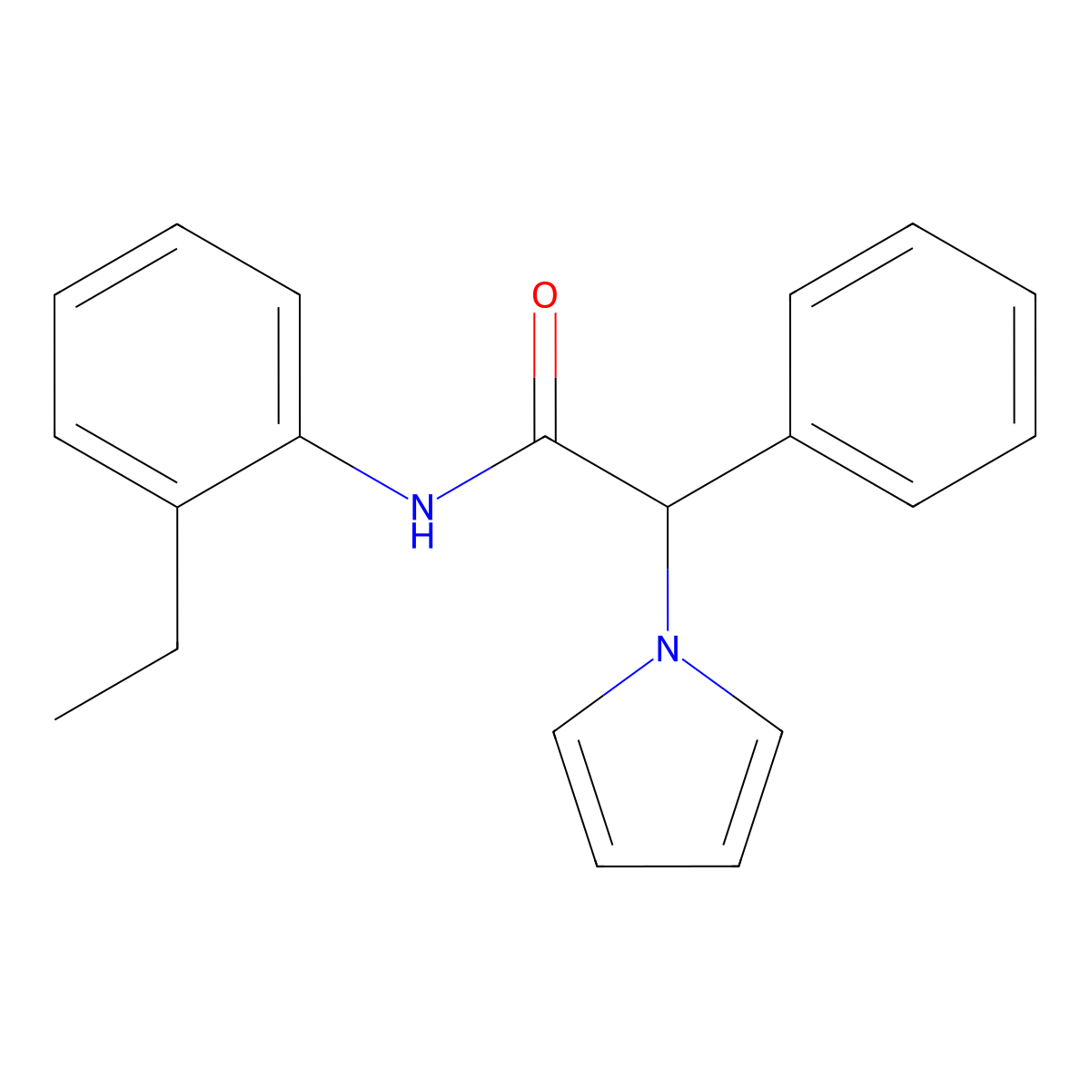 N-(2-ethylphenyl)-2-phenyl-2-(1H-pyrrol-1-yl)acetamide molecular structure, CAS 1257546-52-3
