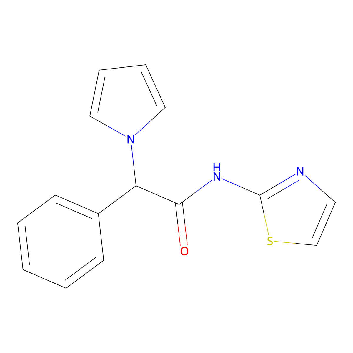2-phenyl-2-(1H-pyrrol-1-yl)-N-(thiazol-2-yl)acetamide molecular structure, CAS 1257546-59-0