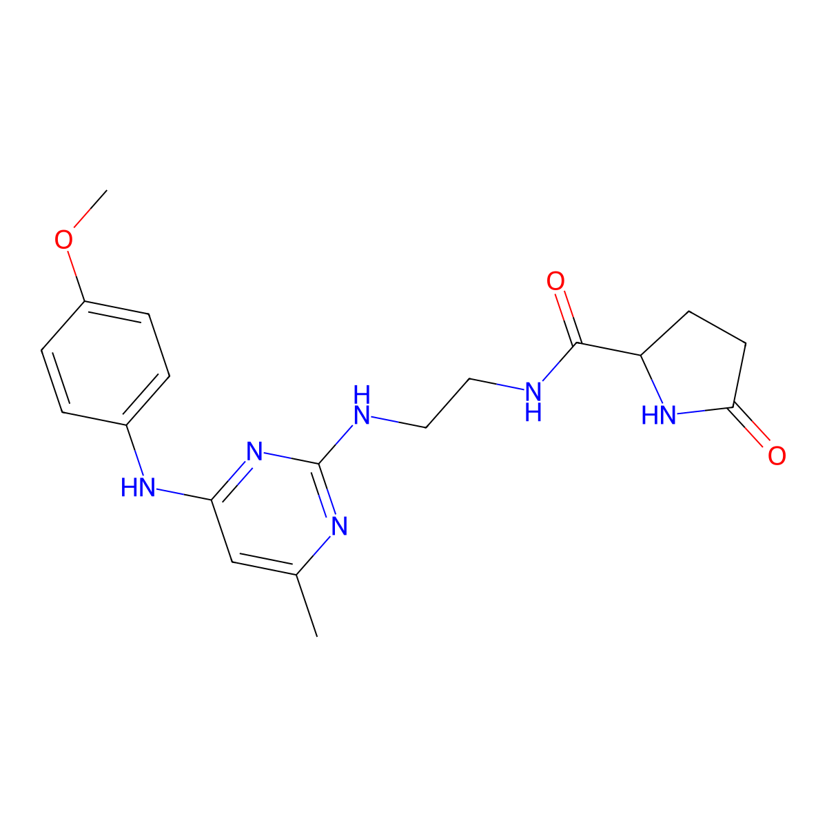 N-[2-({4-[(4-methoxyphenyl)amino]-6-methylpyrimidin-2-yl}amino)ethyl]-5-oxopyrrolidine-2-carboxamide molecular structure, CAS 1257546-66-9