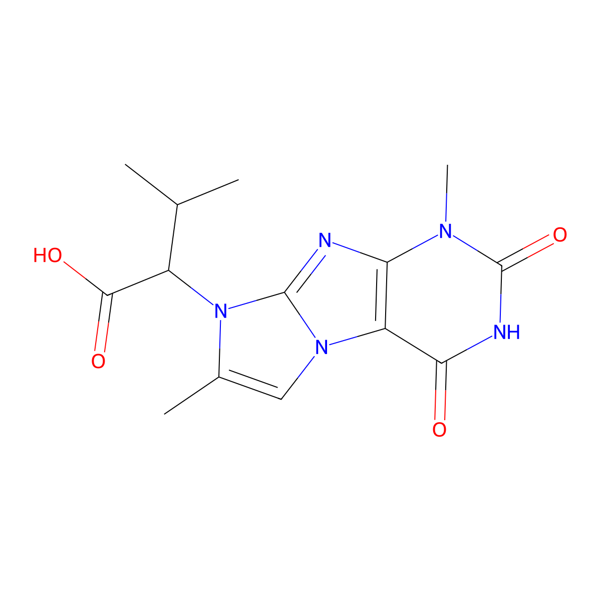 2-(1,7-dimethyl-2,4-dioxo-3,4-dihydro-1H-imidazo[2,1-f]purin-8(2H)-yl)-3-methylbutanoic acid molecular structure, CAS 1257546-76-1