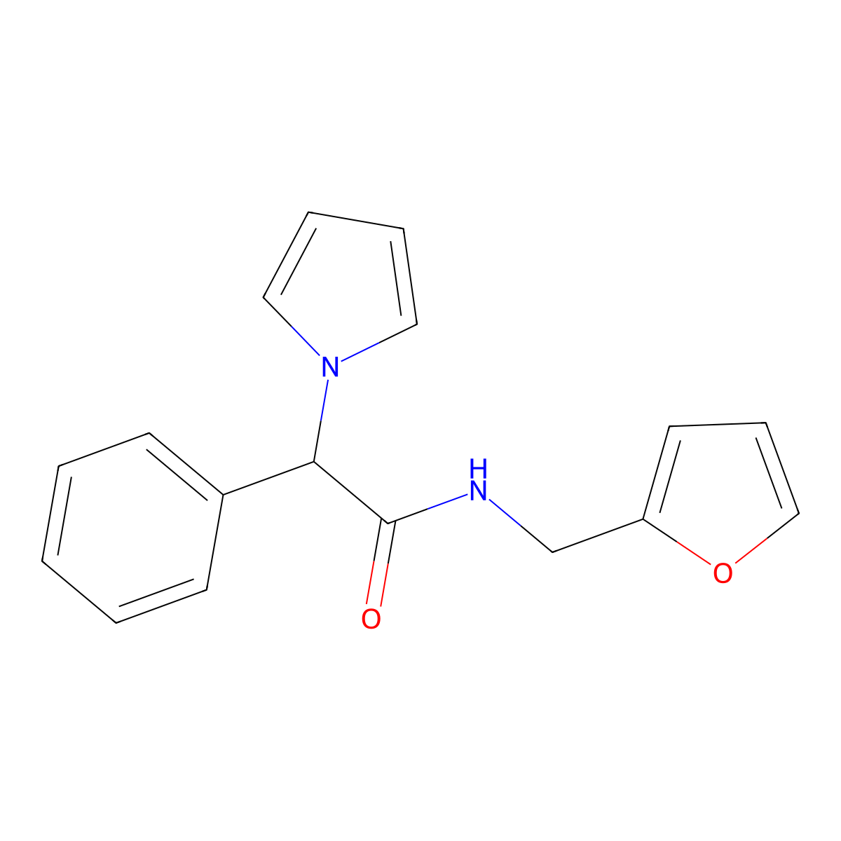 N-(furan-2-ylmethyl)-2-phenyl-2-(1H-pyrrol-1-yl)acetamide molecular structure, CAS 1257546-87-4
