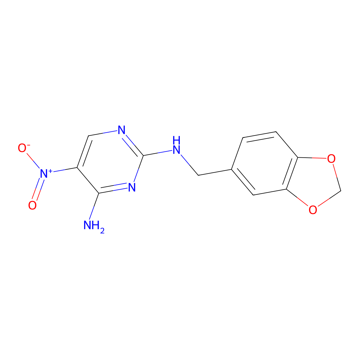N2-(benzo[d][1,3]dioxol-5-ylmethyl)-5-nitropyrimidine-2,4-diamine molecular structure, CAS 1257546-89-6