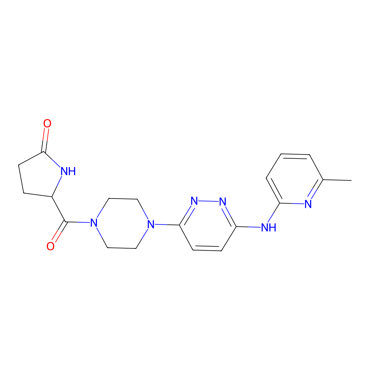 5-(4-(6-((6-Methylpyridin-2-yl)amino)pyridazin-3-yl)piperazine-1-carbonyl)pyrrolidin-2-one molecular structure, CAS 1257547-03-7