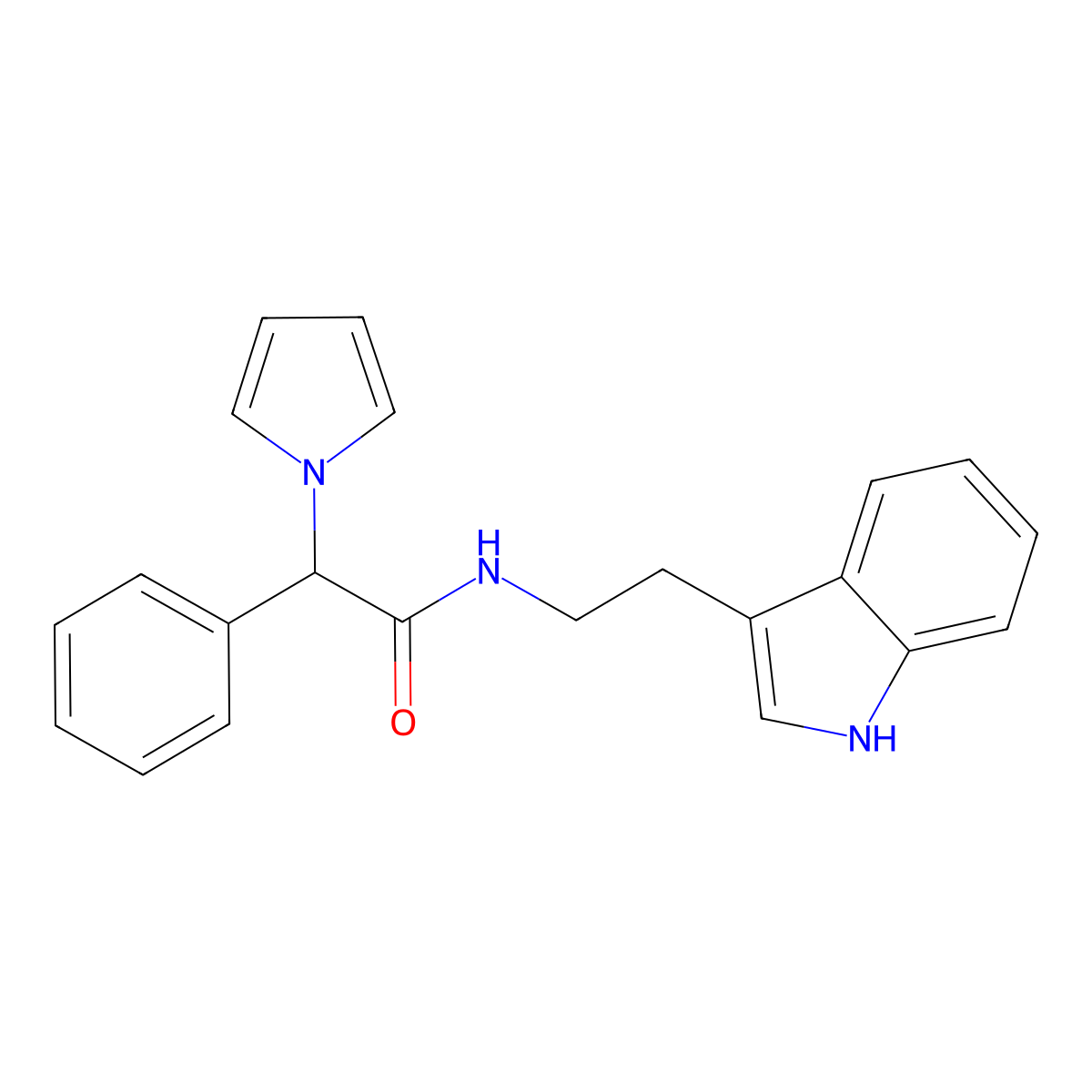 N-(2-(1H-indol-3-yl)ethyl)-2-phenyl-2-(1H-pyrrol-1-yl)acetamide molecular structure, CAS 1257547-13-9