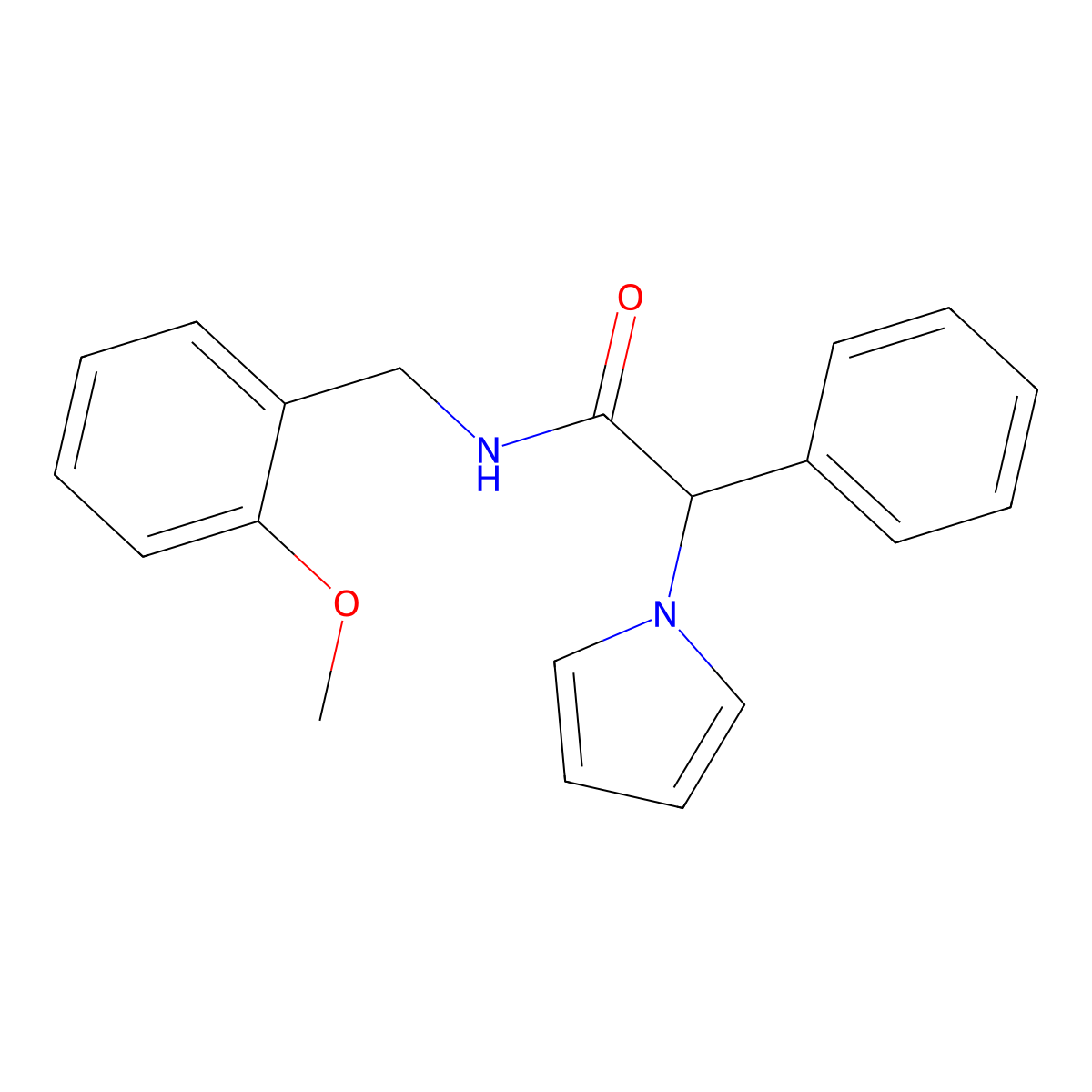 N-(2-methoxybenzyl)-2-phenyl-2-(1H-pyrrol-1-yl)acetamide molecular structure, CAS 1257547-20-8