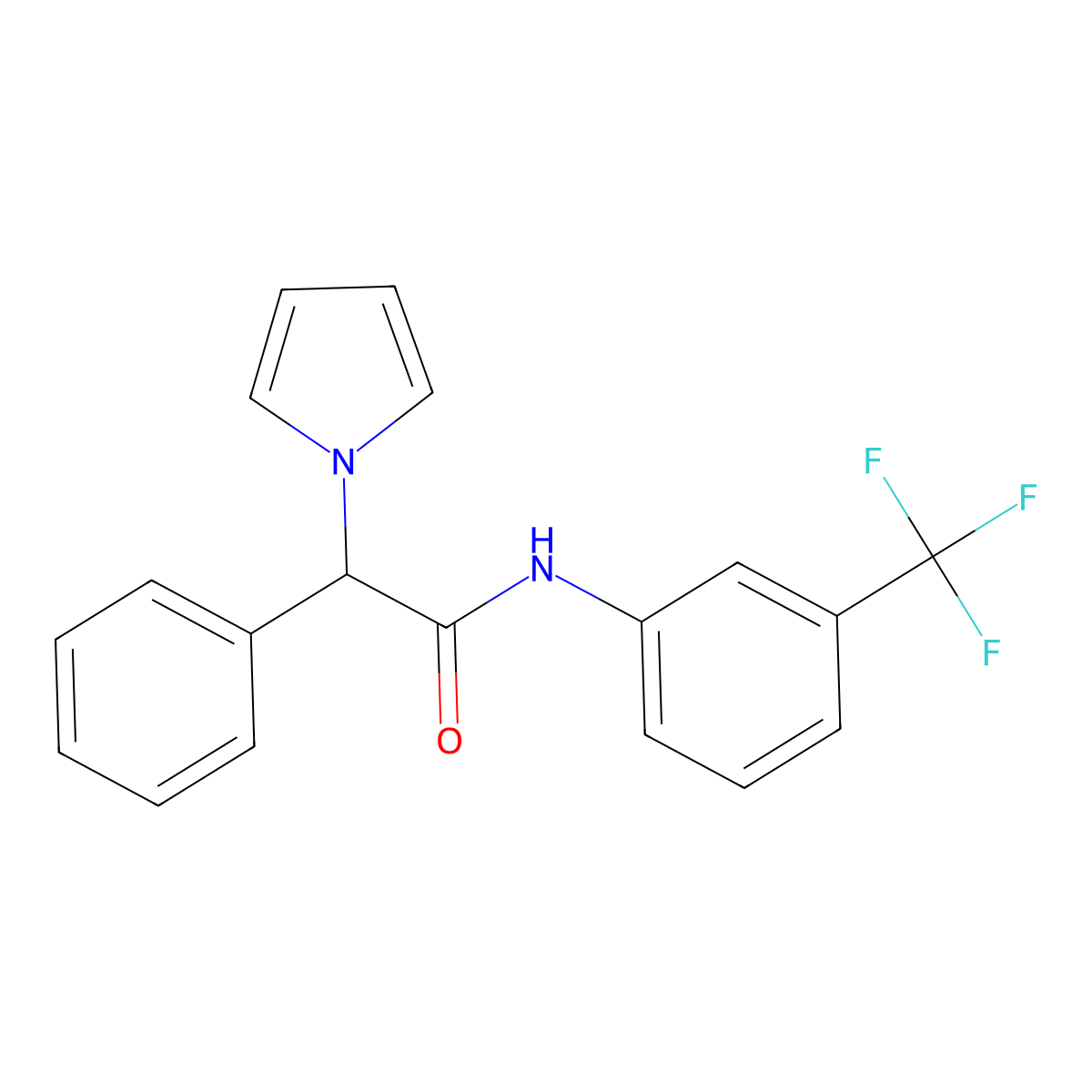 2-phenyl-2-(1H-pyrrol-1-yl)-N-(3-(trifluoromethyl)phenyl)acetamide molecular structure, CAS 1257547-30-0