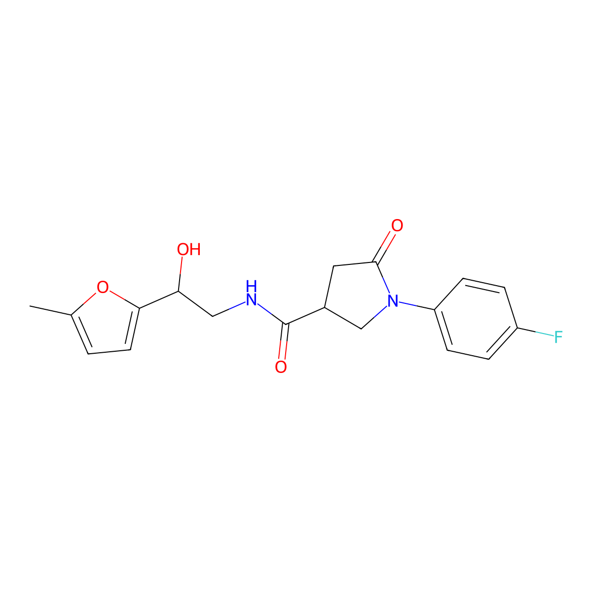 1-(4-fluorophenyl)-N-[2-hydroxy-2-(5-methylfuran-2-yl)ethyl]-5-oxopyrrolidine-3-carboxamide molecular structure, CAS 1257547-34-4