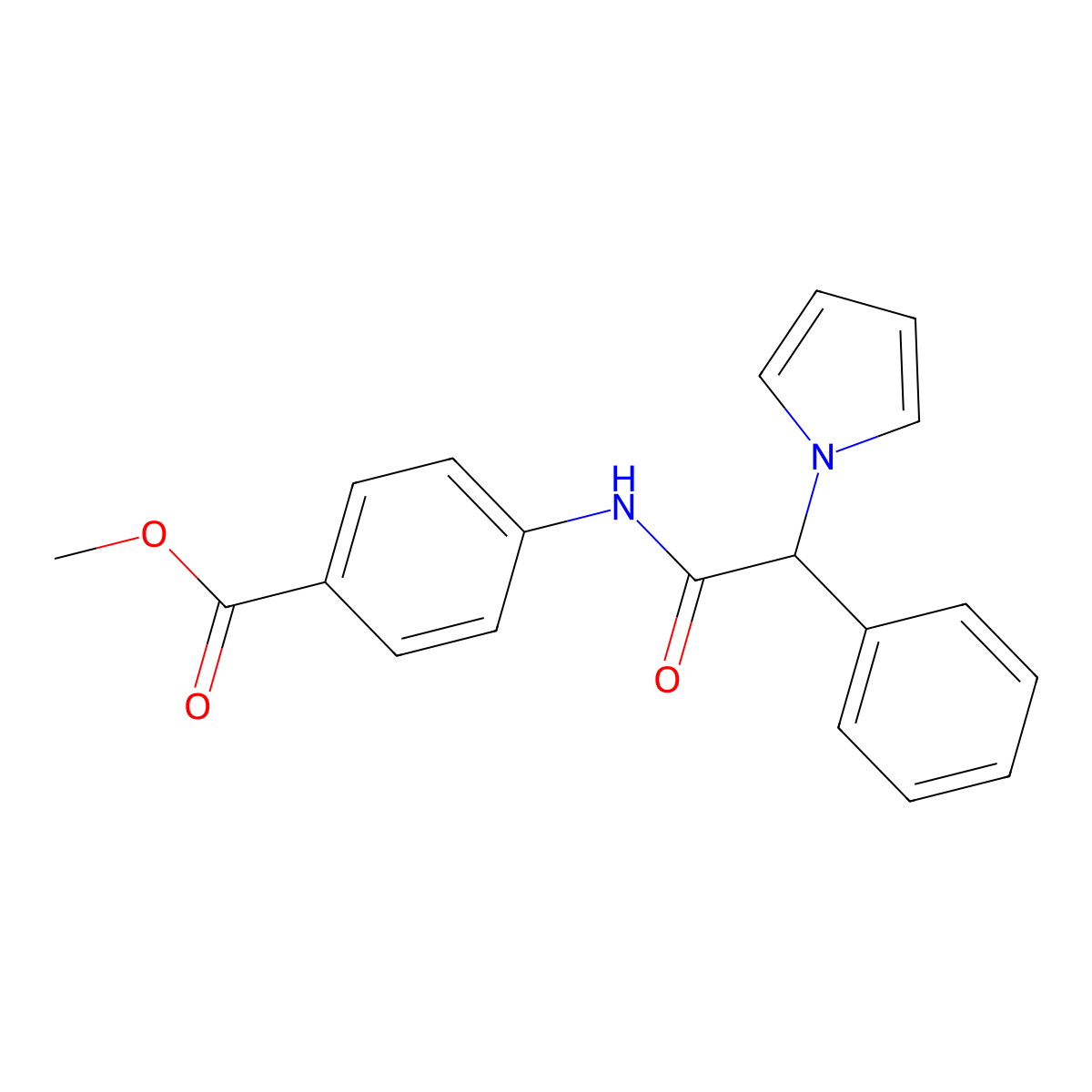 methyl 4-[2-phenyl-2-(1H-pyrrol-1-yl)acetamido]benzoate molecular structure, CAS 1257547-43-5