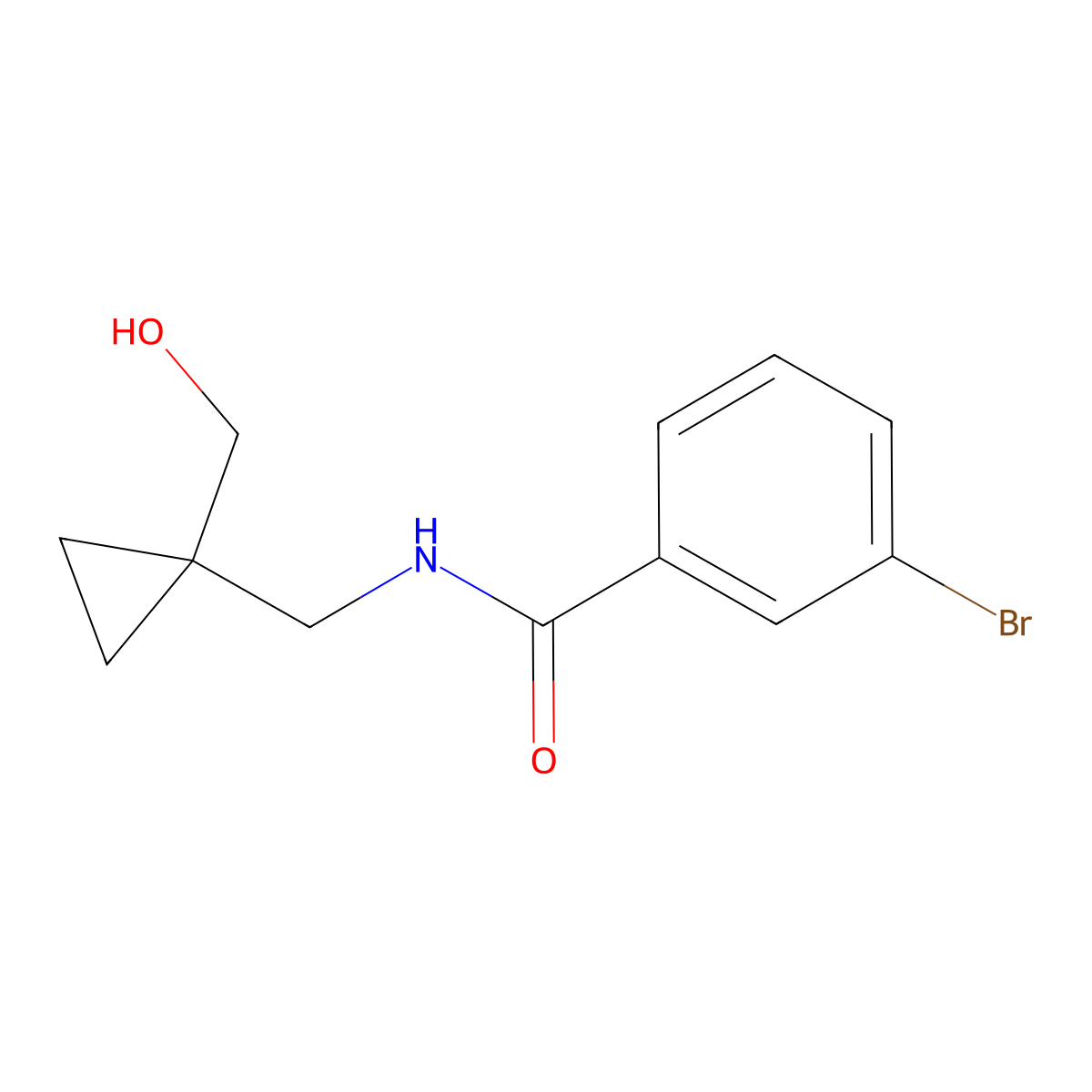 3-bromo-N-((1-(hydroxymethyl)cyclopropyl)methyl)benzamide molecular structure, CAS 1257547-53-7