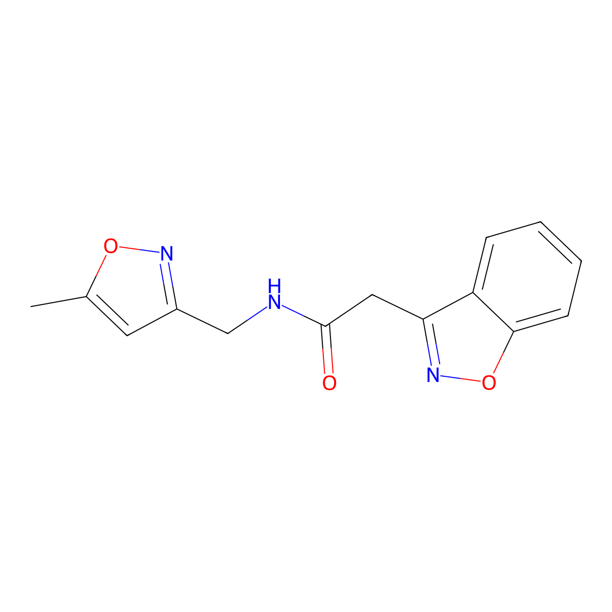 2-(benzo[d]isoxazol-3-yl)-N-((5-methylisoxazol-3-yl)methyl)acetamide molecular structure, CAS 1257547-54-8