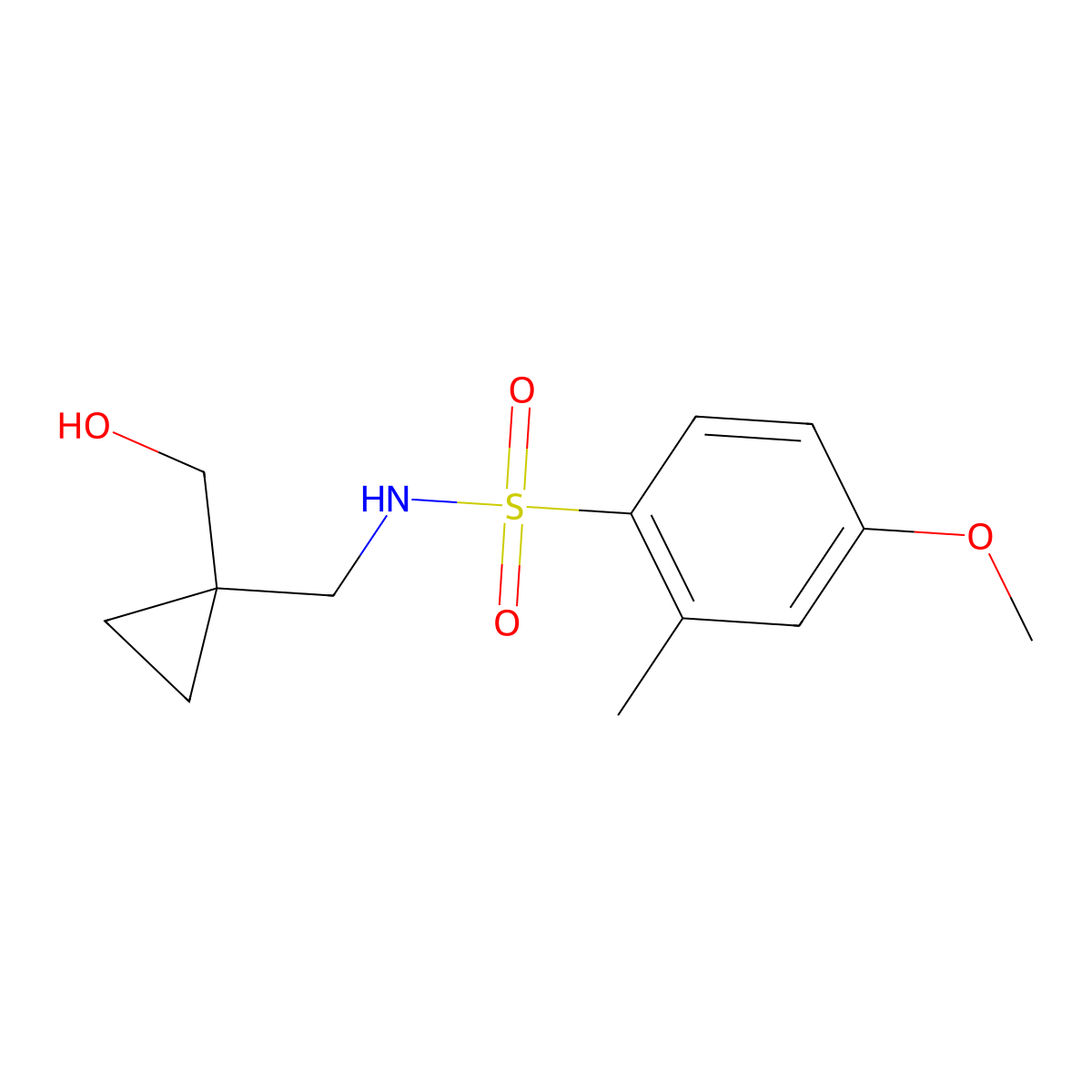 N-{[1-(hydroxymethyl)cyclopropyl]methyl}-4-methoxy-2-methylbenzene-1-sulfonamide molecular structure, CAS 1257547-60-6