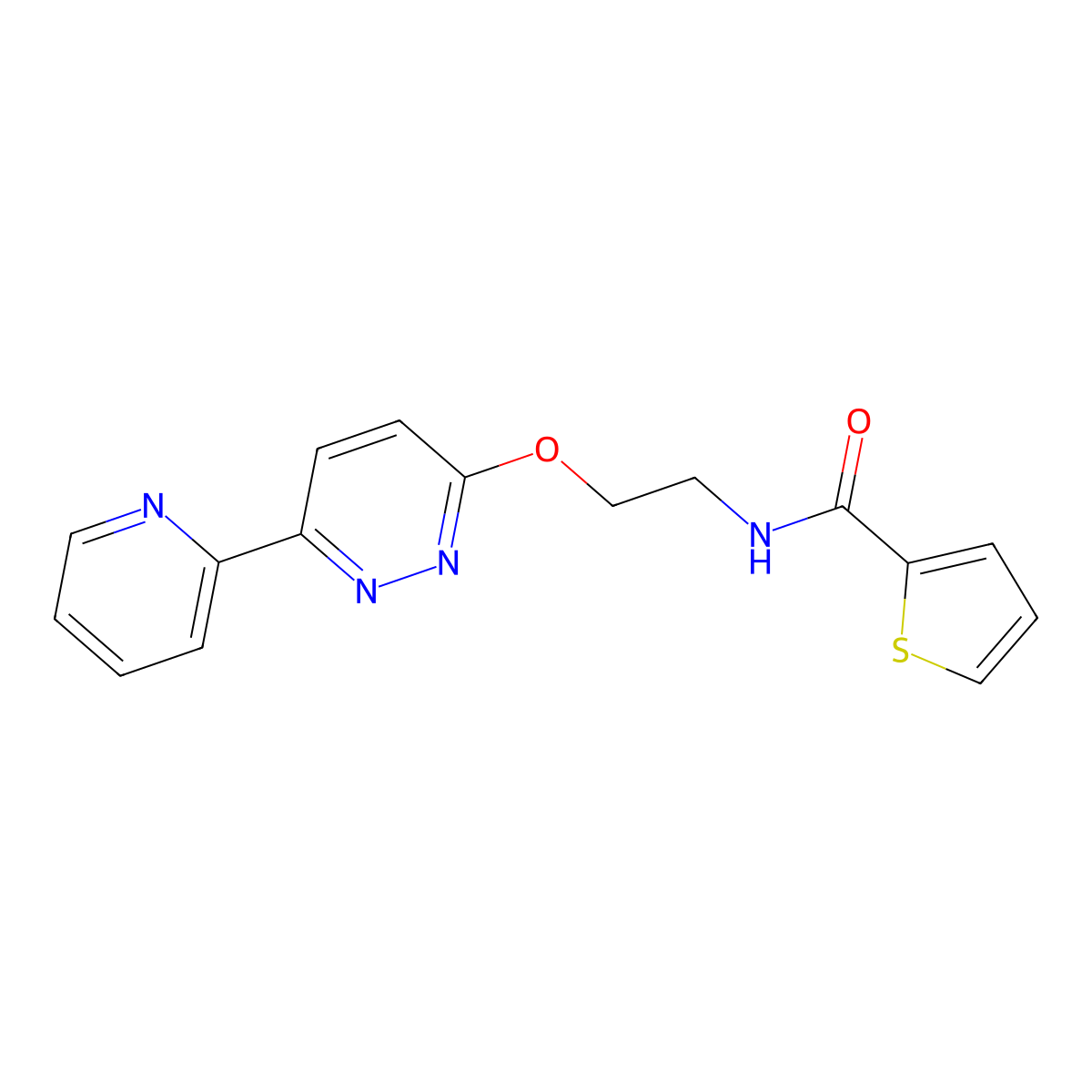 N-(2-((6-(pyridin-2-yl)pyridazin-3-yl)oxy)ethyl)thiophene-2-carboxamide molecular structure, CAS 1257547-63-9