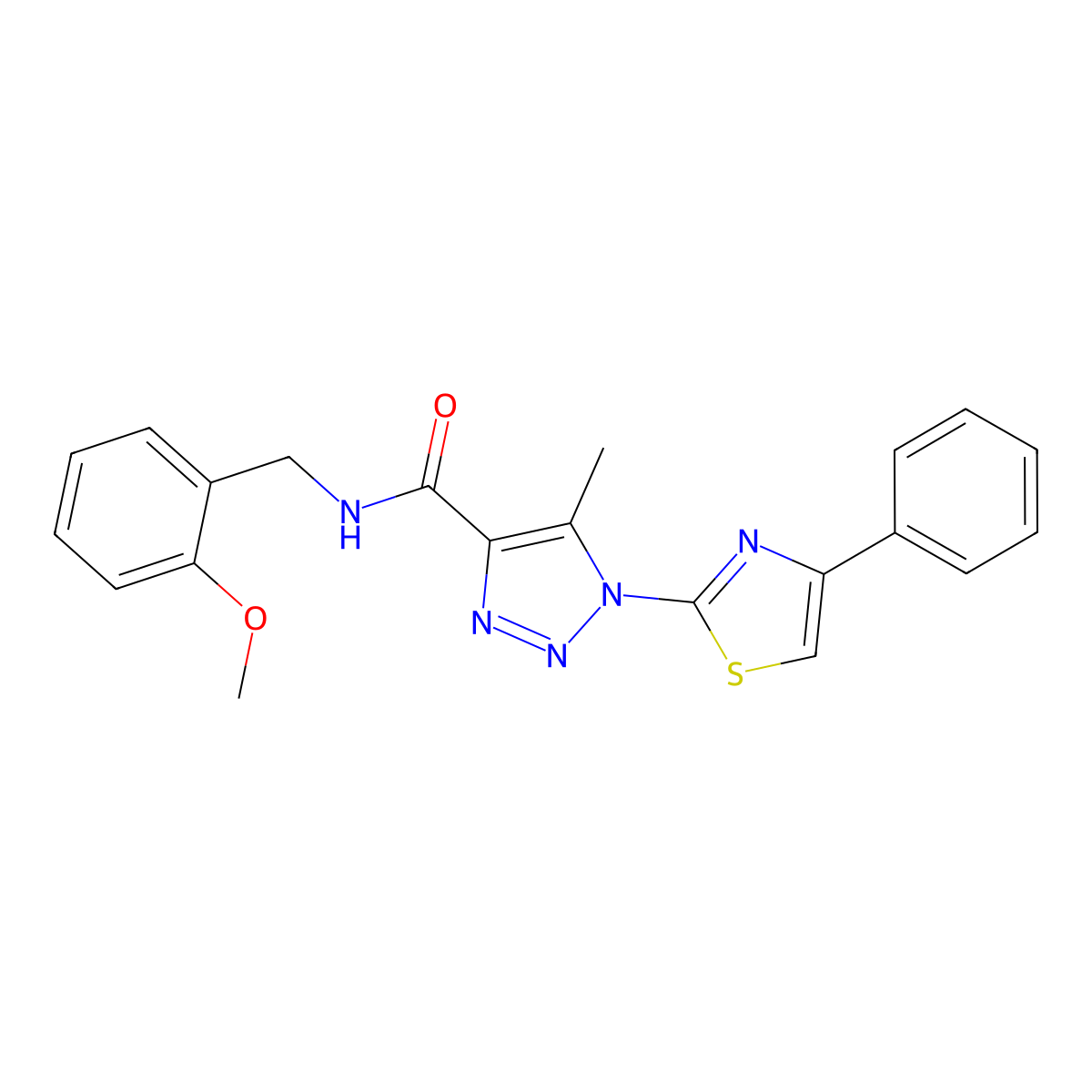 N-(2-methoxybenzyl)-5-methyl-1-(4-phenylthiazol-2-yl)-1H-1,2,3-triazole-4-carboxamide molecular structure, CAS 1257547-75-3