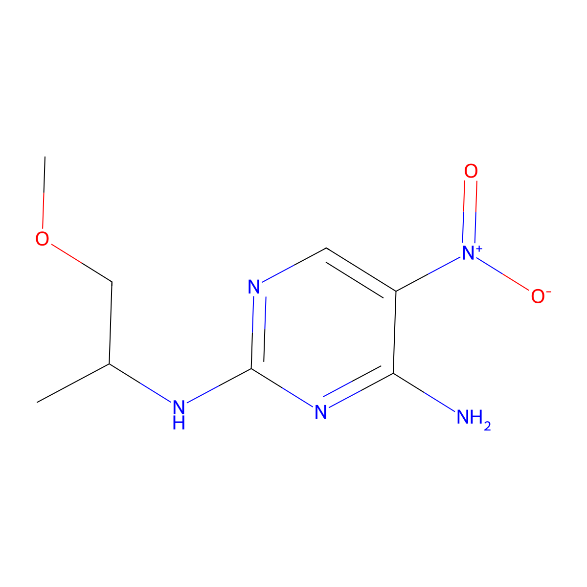 N2-(1-methoxypropan-2-yl)-5-nitropyrimidine-2,4-diamine molecular structure, CAS 1257547-87-7