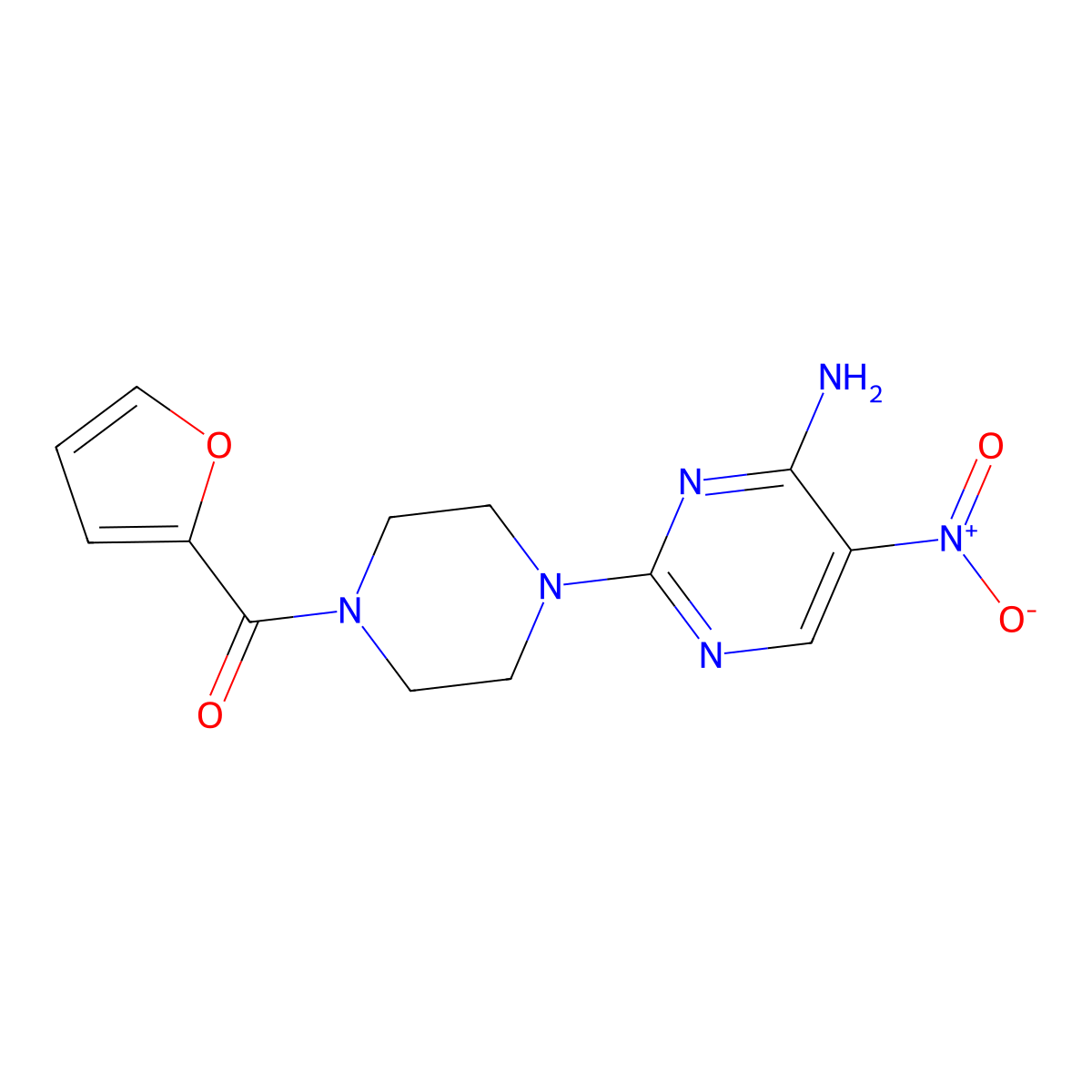 (4-(4-Amino-5-nitropyrimidin-2-yl)piperazin-1-yl)(furan-2-yl)methanone molecular structure, CAS 1257547-93-5