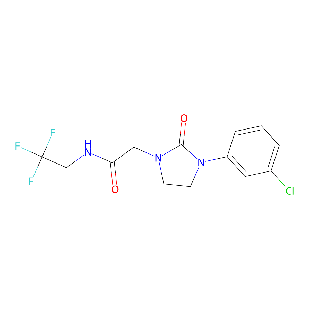 2-[3-(3-chlorophenyl)-2-oxoimidazolidin-1-yl]-N-(2,2,2-trifluoroethyl)acetamide molecular structure, CAS 1257548-03-0