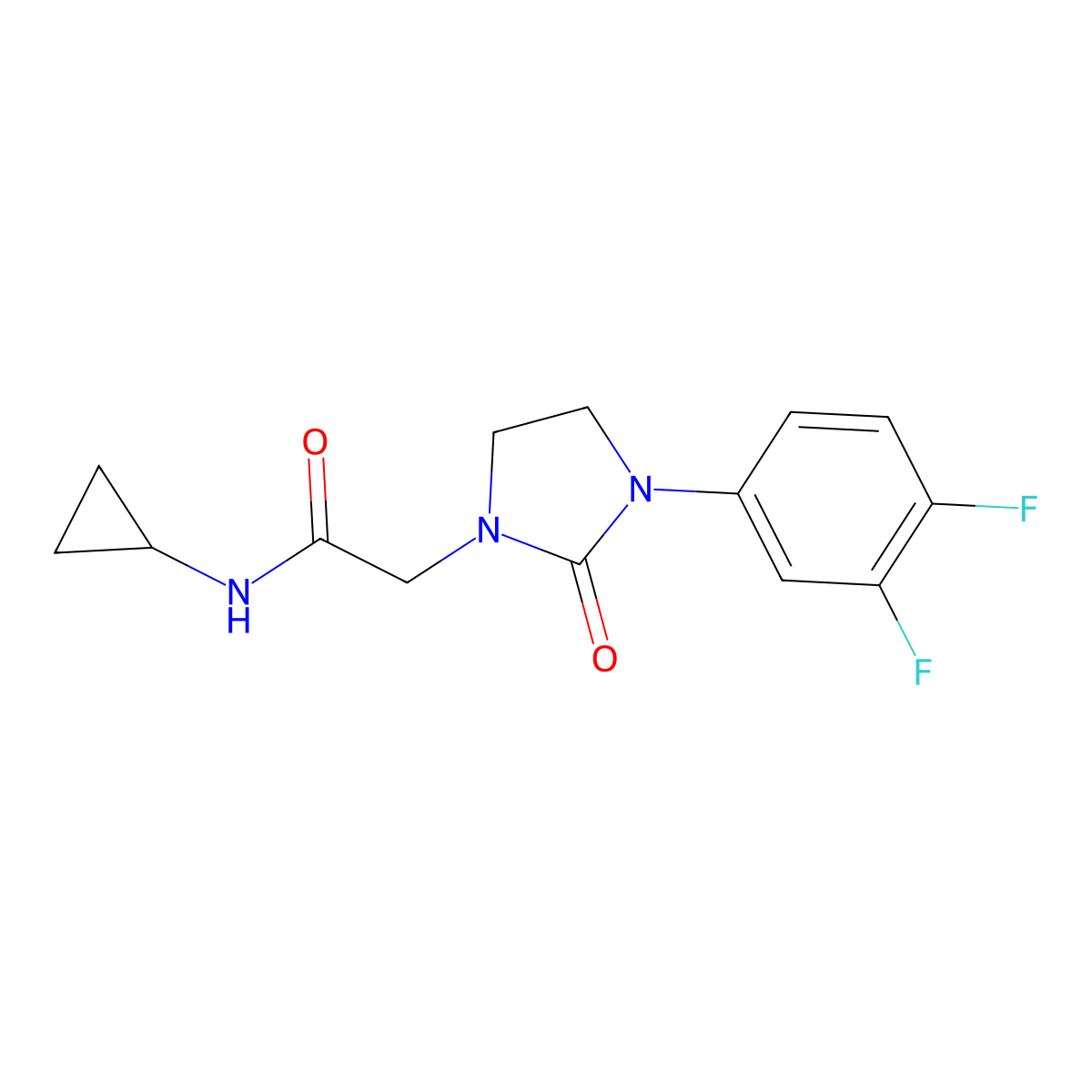 N-cyclopropyl-2-[3-(3,4-difluorophenyl)-2-oxoimidazolidin-1-yl]acetamide molecular structure, CAS 1257548-05-2