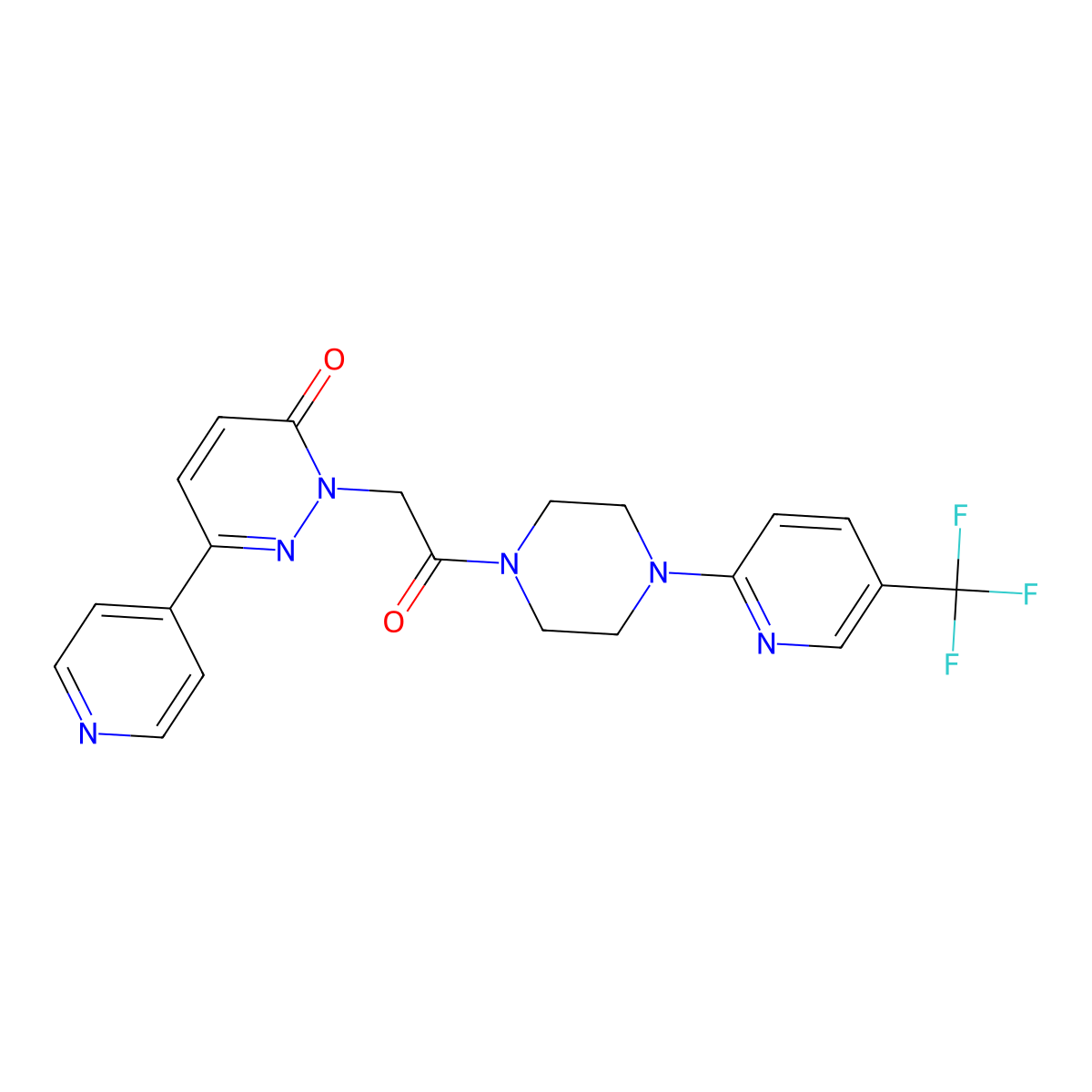 2-(2-oxo-2-(4-(5-(trifluoromethyl)pyridin-2-yl)piperazin-1-yl)ethyl)-6-(pyridin-4-yl)pyridazin-3(2H)-one molecular structure, CAS 1257548-14-3