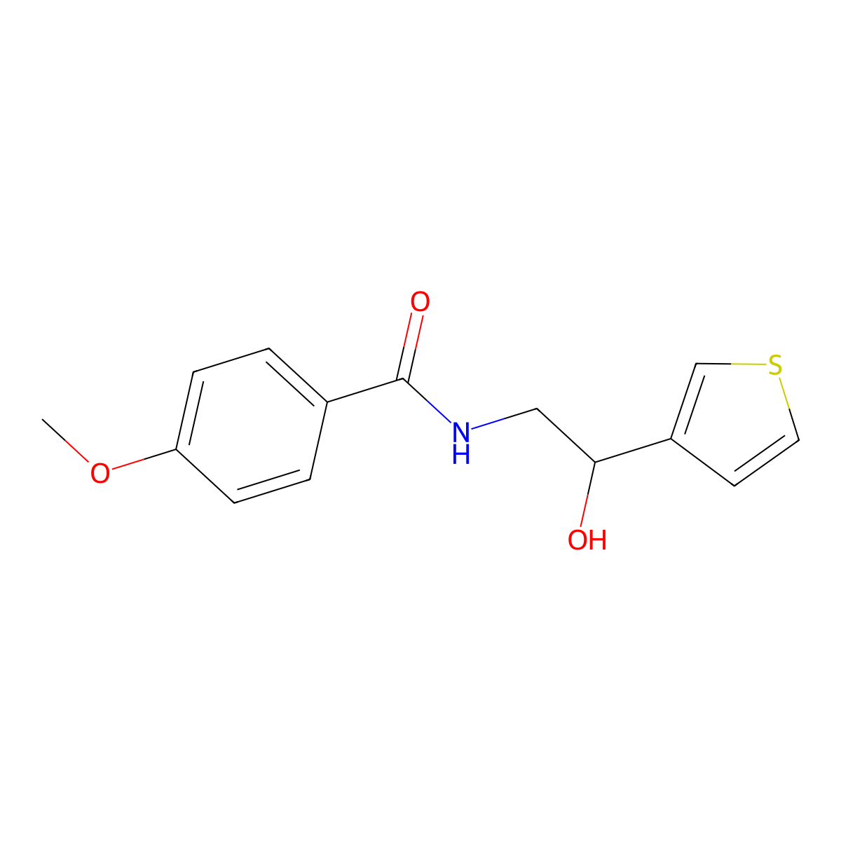 N-[2-hydroxy-2-(thiophen-3-yl)ethyl]-4-methoxybenzamide molecular structure, CAS 1257548-20-1