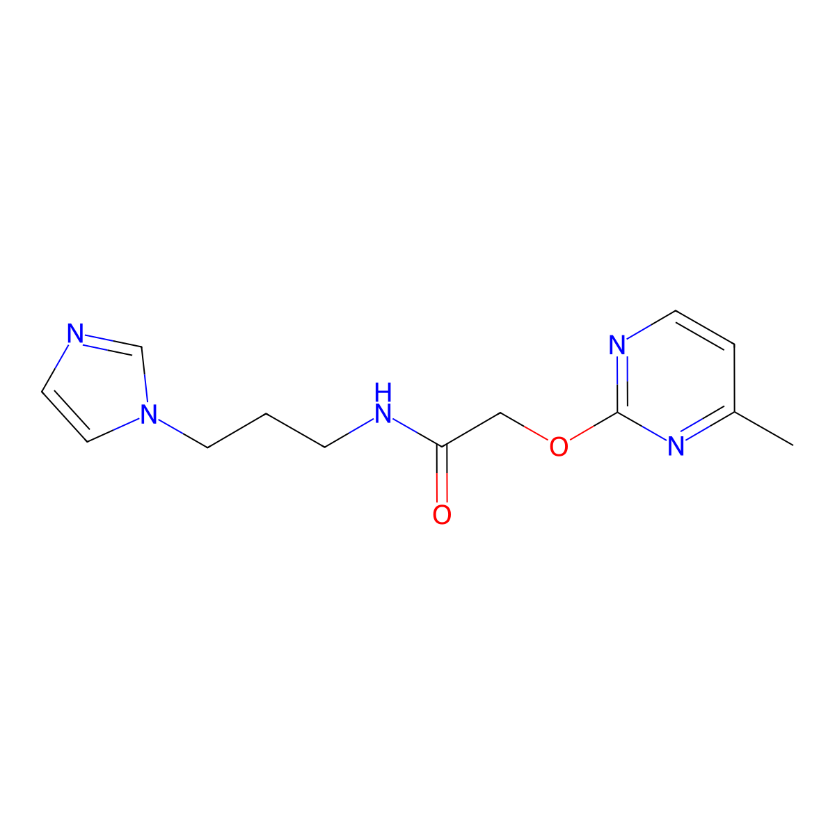 N-[3-(1H-imidazol-1-yl)propyl]-2-[(4-methylpyrimidin-2-yl)oxy]acetamide molecular structure, CAS 1257548-24-5