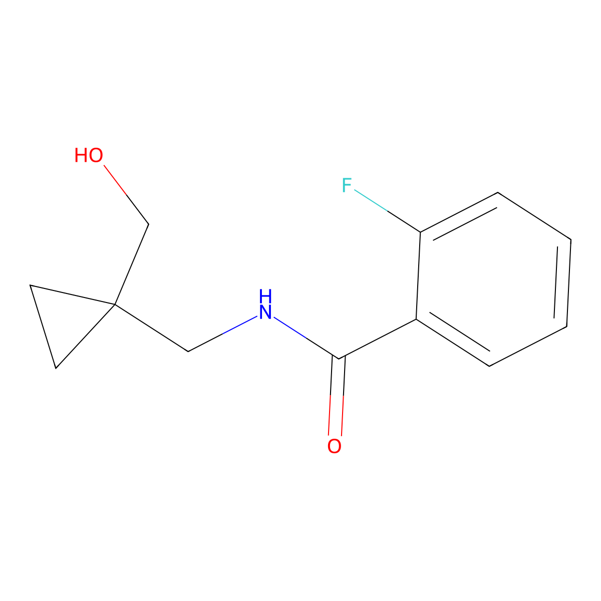2-fluoro-N-((1-(hydroxymethyl)cyclopropyl)methyl)benzamide molecular structure, CAS 1257548-37-0