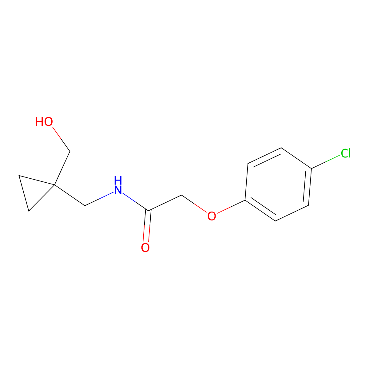 2-(4-chlorophenoxy)-N-((1-(hydroxymethyl)cyclopropyl)methyl)acetamide molecular structure, CAS 1257548-45-0