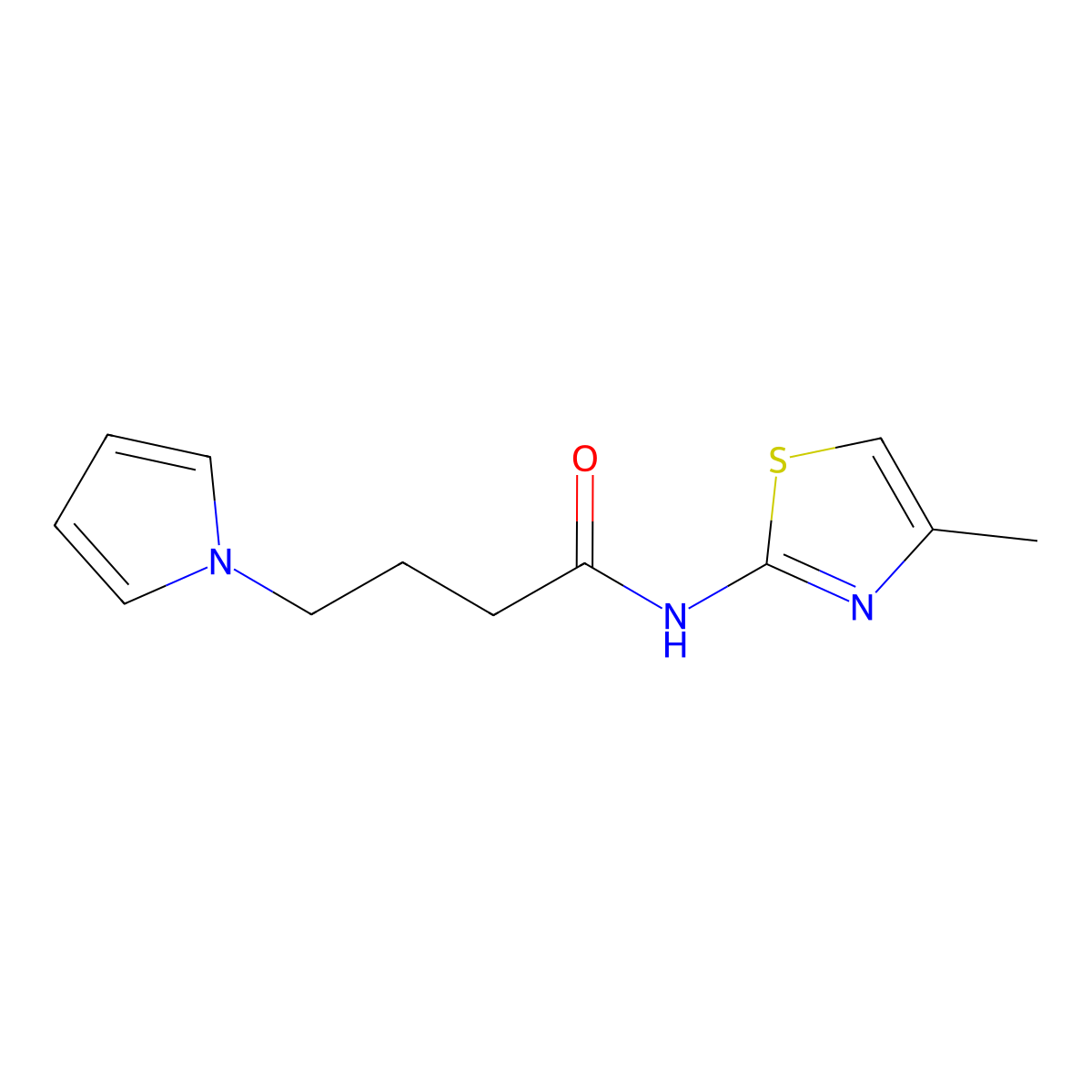 N-(4-methylthiazol-2-yl)-4-(1H-pyrrol-1-yl)butanamide molecular structure, CAS 1257548-53-0