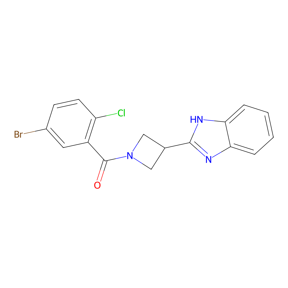 (3-(1H-benzo[d]imidazol-2-yl)azetidin-1-yl)(5-bromo-2-chlorophenyl)methanone molecular structure, CAS 1257548-56-3