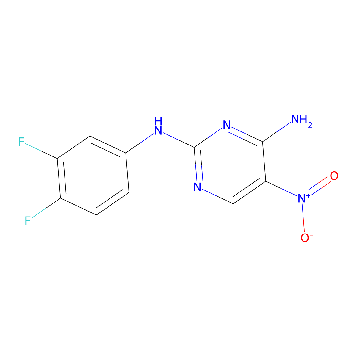 N2-(3,4-difluorophenyl)-5-nitropyrimidine-2,4-diamine molecular structure, CAS 1257548-57-4