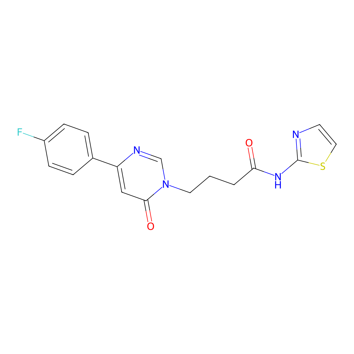 4-(4-(4-fluorophenyl)-6-oxopyrimidin-1(6H)-yl)-N-(thiazol-2-yl)butanamide molecular structure, CAS 1257548-78-9