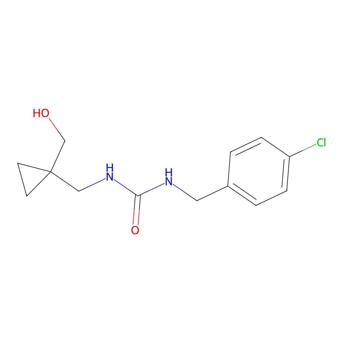 1-(4-Chlorobenzyl)-3-((1-(hydroxymethyl)cyclopropyl)methyl)urea molecular structure, CAS 1257548-82-5