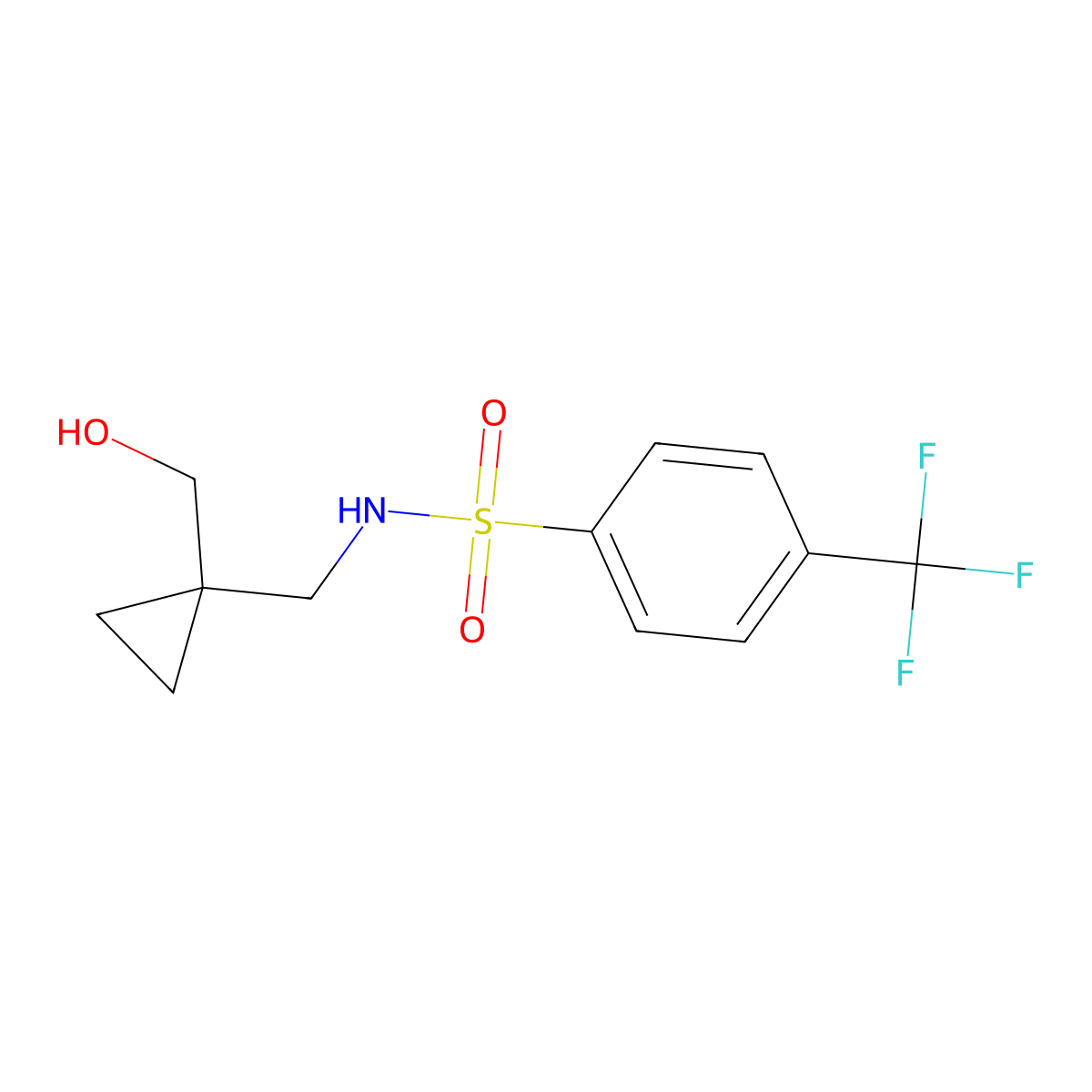 N-((1-(hydroxymethyl)cyclopropyl)methyl)-4-(trifluoromethyl)benzenesulfonamide molecular structure, CAS 1257548-99-4