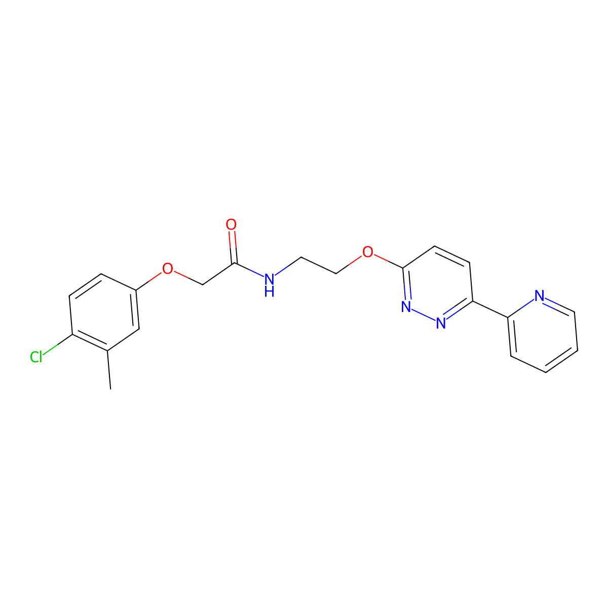 2-(4-chloro-3-methylphenoxy)-N-(2-((6-(pyridin-2-yl)pyridazin-3-yl)oxy)ethyl)acetamide molecular structure, CAS 1257549-08-8