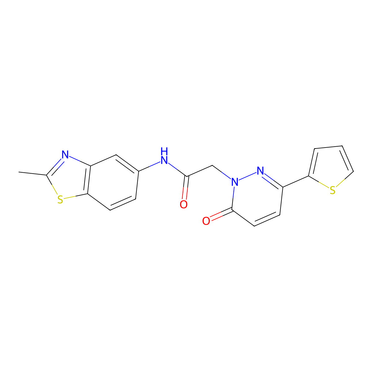 N-(2-methylbenzo[d]thiazol-5-yl)-2-(6-oxo-3-(thiophen-2-yl)pyridazin-1(6H)-yl)acetamide molecular structure, CAS 1257549-39-5