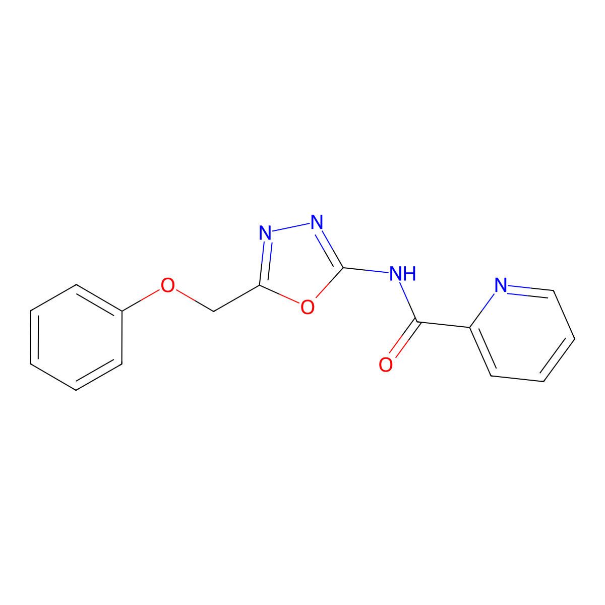 N-(5-(phenoxymethyl)-1,3,4-oxadiazol-2-yl)picolinamide molecular structure, CAS 1257549-43-1
