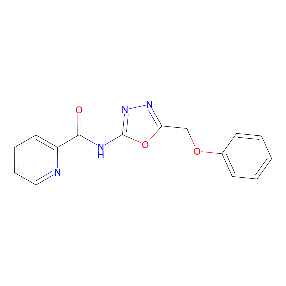 N-(5-(phenoxymethyl)-1,3,4-oxadiazol-2-yl)picolinamide molecular structure, CAS 1257549-43-1